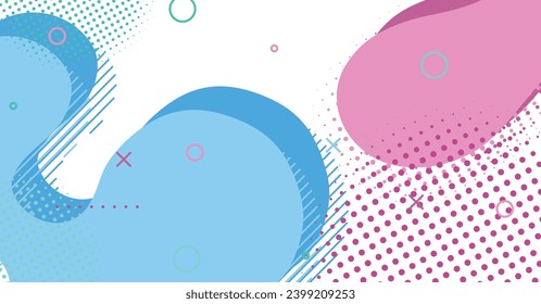 Resumen memphis estilo onda líquida con fondo colorido. Diseño de formas onduladas fluidas
