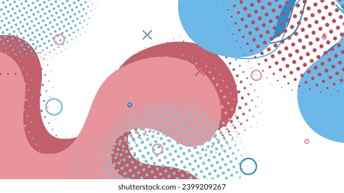 Abstract memphis style liquid wave with colorful background. Fluid wavy shapes design