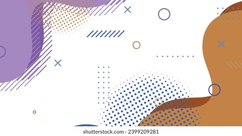 Abstract memphis style liquid wave with colorful background. Fluid wavy shapes design