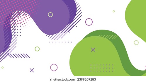 Abstract memphis style liquid wave with colorful background. Fluid wavy shapes design