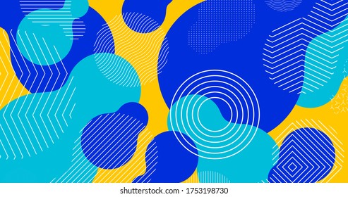 Abstract memphis style pattern background. Dynamic shapes composition. Trendy bright background.