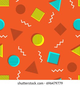 Abstract memphis style seamless pattern. Vector hipster background with geometric forms