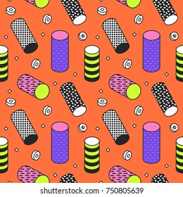Abstract Memphis Style Seamless Pattern with Geometric Shapes. Vintage Trendy Composition for Poster, Banners, Cover Design. Vector illustration