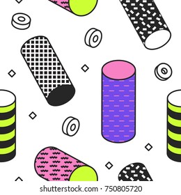 Abstract Memphis Style Seamless Pattern with Geometric Shapes. Vintage Trendy Composition for Poster, Banners, Cover Design. Vector illustration