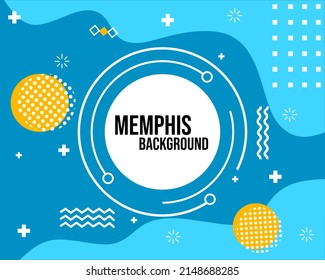 abstrakte Memphis auf blauem Hintergrund. für Website-Design, Poster, Zeitschriftenhüllen