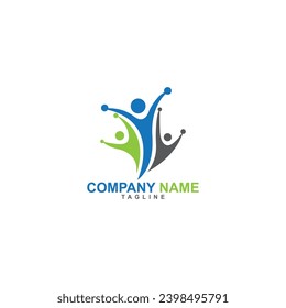 Abstract Men symbol with happy human. Sport, fitness, medical or health care center logo design concept.