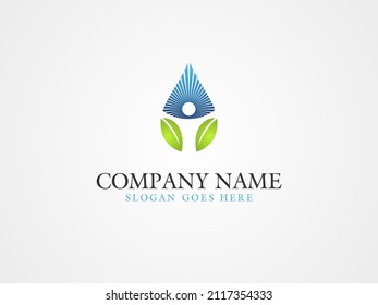 abstract men vector blue green drop logo
