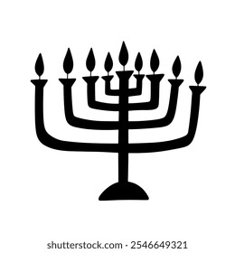 Ícone Abstrato Do Glifo De Menorá. Hanukkah velas clip-art forma ilustração logotipo artístico elemento design isolado no fundo branco