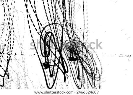 Abstract mental crazy background. Lunatic ink scribble textures as card. Deranged black and white hand drawn illustrations print. Unhinged abstract light trails painting. Pencil vector.