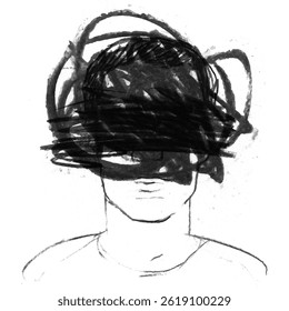 Abstract Mental Health Illustration Depicting Emotional Turmoil and Psychological Struggle