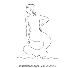 abstract Mermaid Continuous One Line Drawing
