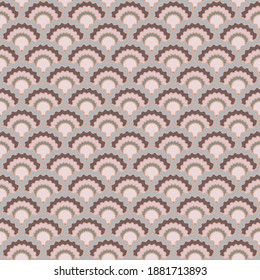 Abstract mermaid scales squama background, vector seamless fabric pattern, tiled textile print. Typical japanese squama scales seamless arc tiles structure. Wallpaper pattern.