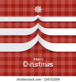 Abstract Merry Christmas Background, Tree and Star Made From Paper