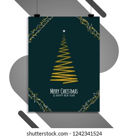 Abstract Merry Christmas brochure template vector