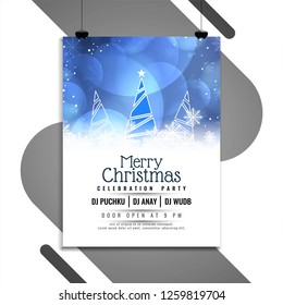 Abstract Merry Christmas celebration flyer template