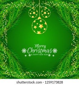 Abstract Merry Christmas festival green vector background