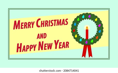 Abstract Merry Christmas and Happy New Year design with a wreath - Vector Illustration
