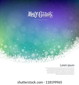 Abstract Merry Christmas snowflakes colorful background, vector illustration