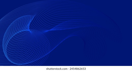 Abstract mesh 3d figure with smooth shapes and blue gradient. Vector modern illustration for backgrounds, website design, wallpapers.Technology, minimalism.Sound wave diagram