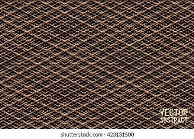 Abstract Mesh Background. Bronze Rhombic Elements for Your Design. Vector illustration