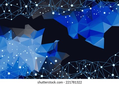 Abstract mesh background with circles, lines and shapes. Futuristic polygonal  design