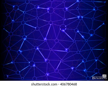 Abstract mesh background with circles, lines and shapes. Communication concept. Vector illustration.