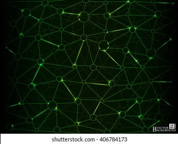 Abstract mesh background with circles, lines and shapes. Communication concept. Vector illustration.