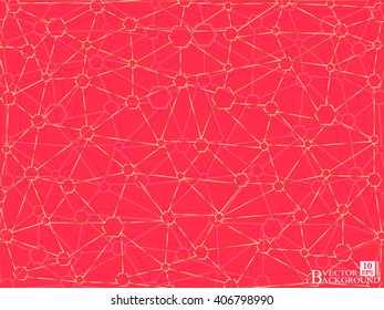 Abstract mesh background with circles, lines and shapes. Communication concept. Vector illustration.