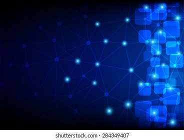 Abstract mesh background with circles and round rectangle, lines and shapes