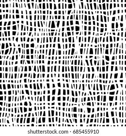 Abstract mesh background design - seamless vector pattern - black and white.