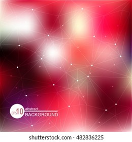 Abstract mesh background with pink and purple spots with white lines and dots.