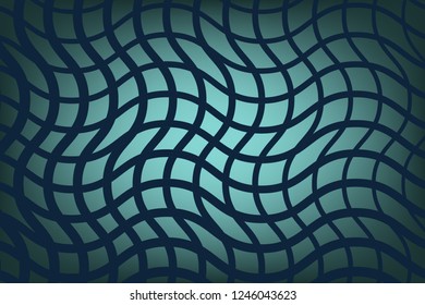 Abstract, mesh composition of curves, wavy, colored lines on a dark, gradient background. Vector image.