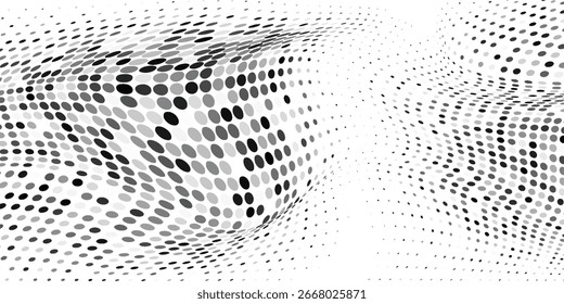 Textura de gradiente de meio-tom de ponto de malha abstrata. Plano de fundo de ponto de polca de fuga. Repetindo pontos gradação moderno abstrato simples