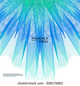 Ilustración abstracta de las flores de malla. Diseño mandala de malla 3d. Color degradado frío. Vector Eps10.