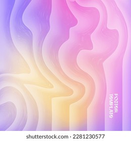 Abstract mesh gradient with abstact geometric texture. Bright blurred gradient background. Colored fluid graphic composition. Vibrant minimal hologram backdrop. Vector Template for graphic design.