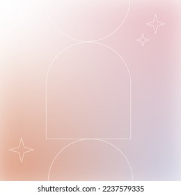 Abstract mesh gradient background in y2k aesthetic. Pastel colored square template with frame for text. Trendy minimal design for social media post, banner, cover, promo, sale, offer, discount