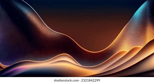 Abstract mesh gradient dark rainbow water ocean sea waves wavy lines banner background wallpaper design.Website border.Presentation.Dark blue violet pink orange color.Vacation summer surface landscape