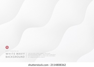 Abstract mesh gradient with white and gray curve lines pattern textured background. Modern and minimal template with copy space. Design for cover template, poster, banner web, print ad. Vector EPS10.
