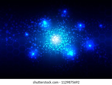 abstract mesh with hexagon on blue background technology concept. illustration vector design.