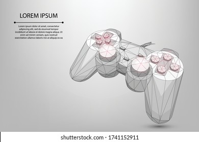 Abstrakte Maschenreihe und Point Gamepad für Videospiele. Low-Poly-Joystick-Abbildung. Vector polygonal Konzept der Computerspiele.