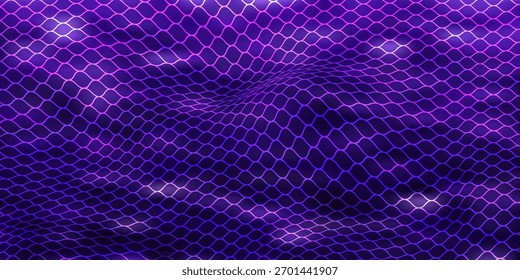 Abstract mesh net background with colorful ultraviolet holographic neon lights. Creative concept.

