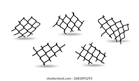 Elementos de malla Abstractas Vector de objetos aislados de fondo transparente de diversos ángulos