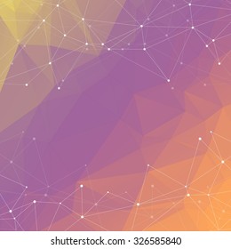 Abstract mesh polygonal background with connected lines and dots, Vector EPS 10