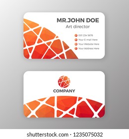 Abstract mesh and polygonal name card template design. Vector illustration