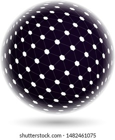 Abstract mesh polygonal sphere. 3d Network line, dot and structure illustration. Logo vector design