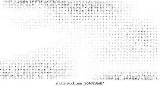 Abstract mesh rectangle grunge dotted halftone gradient texture. Vanishing polka dot background simple abstract modern