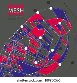 Abstract mesh vector illustration, template for technology theme layouts, connection, communication, engineering, science, physics, chemistry, electronics, programming etc, clear eps 8.