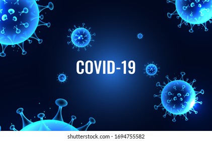 Abstract mesh Virus infection Covid-19,Coronavirus,Sars disease,SARS-CoV-2 disease on blue background