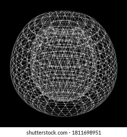 Abstract mesh volumetric surface. Stylized image of a Moebius vessel. Vector