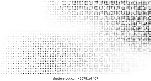 Abstract mesh wave dotted halftone gradient texture. Vanishing polka dot background. Repeating dots gradation modern abstract simple